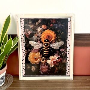 Bumblebee Moody Floral Dark Bee Canvas Print Ornate White Frame Dark Art Boho